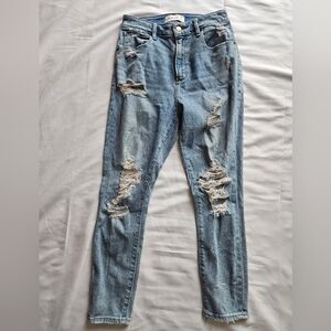 Abercrombie & Fitch High Rise Light Blue Distressed Jeans